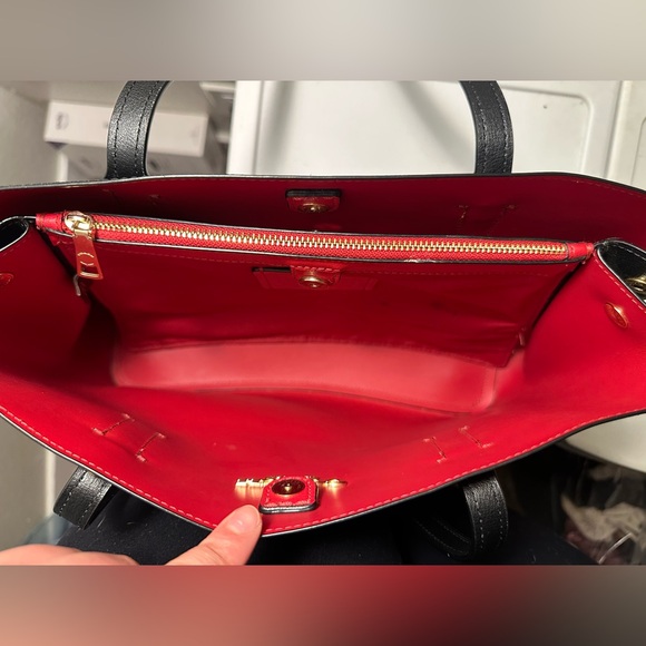 COACH Large Avenue Carryall handbag shoulder bag black leather tote F48733 - Picture 7 of 13